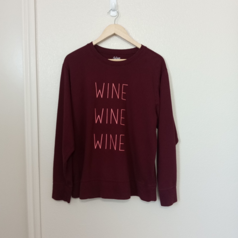 Wine XL Graphic Long Sleeve Women's Sweatshirt In Burgundy casual Lounge